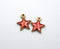 Zinc Based Alloy Galaxy Charms Star Gold Plated Dark Pink Enamel Glitter Star Charm 15mm x 12mm, hole 1.5mm, sold as 2 pieces.